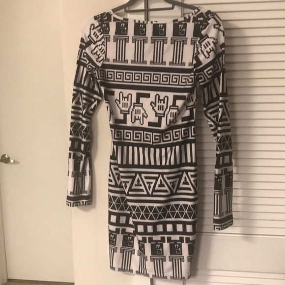 Lazy Oaf Brand Black and White Print Bodycon Dress - Picture 2 of 3